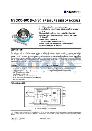 MS5535-30C datasheet - PRESSURE SENSOR MODULE