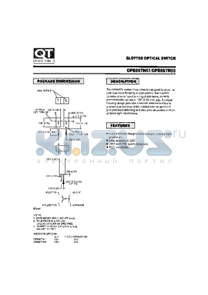 OPB867N51 datasheet - SLOTTED OPTICAL SWITCH