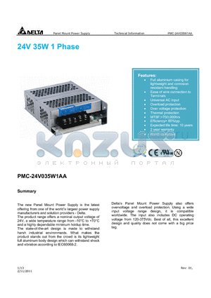 PMC24V075W1AA datasheet - 24V 35W 1 Phase