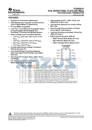PCA9306-Q1 datasheet - DUAL BIDIRECTIONAL I2C BUS AND SMBus VOLTAGE-LEVEL TRANSLATOR