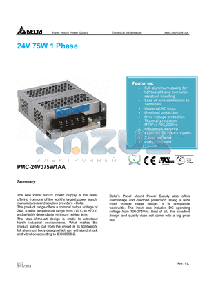 PMC24V075W3AA datasheet - 24V 75W 1 Phase