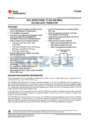 PCA9306DCURG4 datasheet - DUAL BIDIRECTIONAL I2C BUS AND SMBus VOLTAGE-LEVEL TRANSLATOR