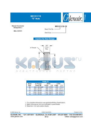 M81511-16-08 datasheet - Protective Covers