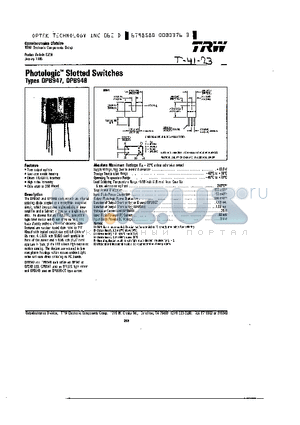 OPB947 datasheet - PHOTOLOGIC SLOTTED SWITCHES