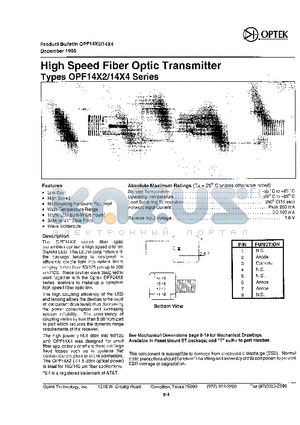 OPF1402 datasheet - HIGH SPEED FIBER OPTIC TRANSMITTER