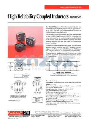 MS590PND123MSZ datasheet - High Reliability Coupled Inductors