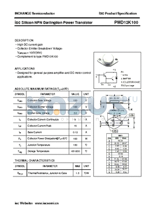 PMD12K100 datasheet - isc Silicon NPN Darlingtion Power Transistor