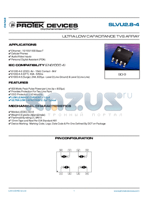 SLVU2.8-4 datasheet - ULTRA LOW CAPACITANCE TVS ARRAY