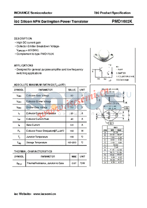 PMD1602K datasheet - isc Silicon NPN Darlingtion Power Transistor
