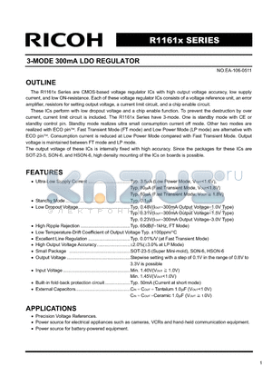 R1161D101D datasheet - 3-MODE 300mA LDO REGULATOR