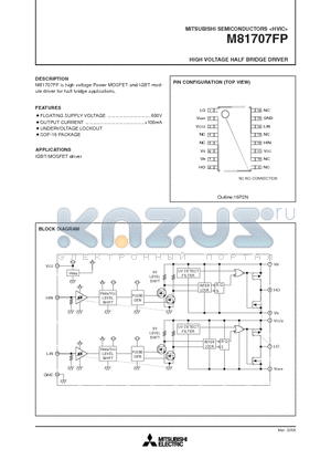 M81707FP datasheet - HIGH VOLTAGE HALF BRIDGE DRIVER