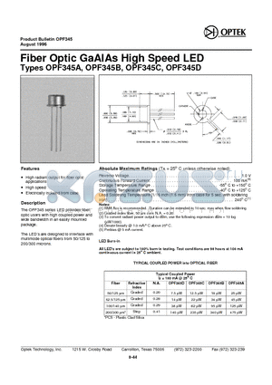 OPF345C datasheet - Fiber Optic GaA lAs High Speed LED