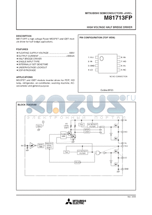 M81713FP datasheet - HIGH VOLTAGE HALF BRIDGE DRIVER