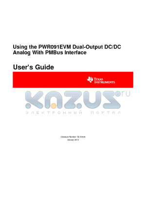SLVU638 datasheet - Using the PWR091EVM Dual-Output DC/DC Analog With PMBus Interface