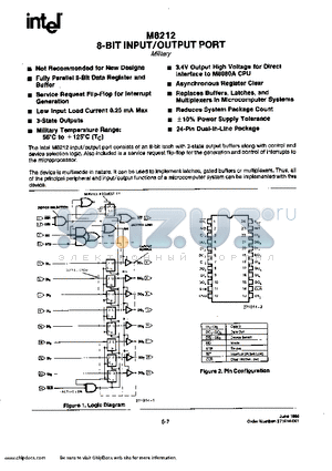 M8212 datasheet - 8-BIT INPUT/OUTPUT PORT