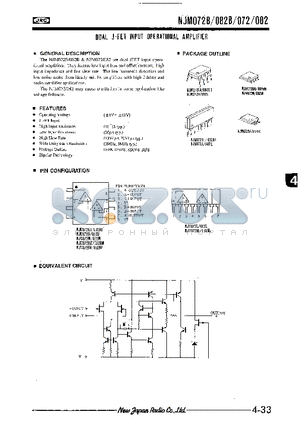 NJM072BM datasheet - DUAL J-FET INPUT OPERATIONAL AMPLIFIER