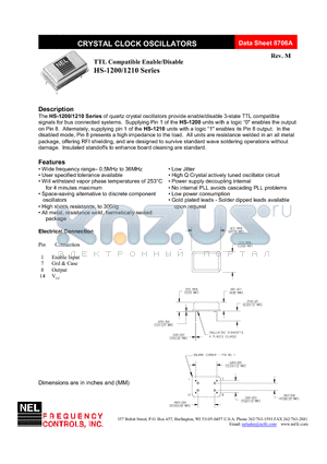 SM-1201 datasheet - CRYSTAL CLOCK OSCILLATORS