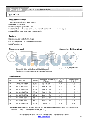 MC-182 datasheet - IFT COILS