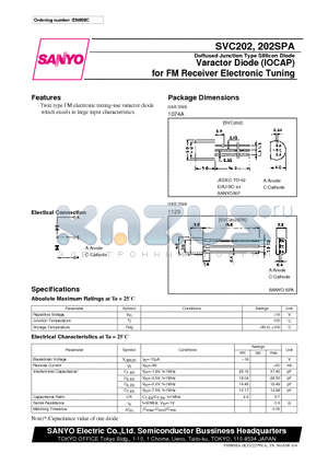 SVC202 datasheet - Varactor Diode (IOCAP) for FM Receiver Electronic Tuning