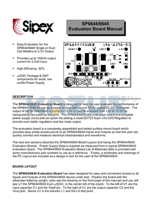 SP6645 datasheet - Evaluation Board Manual