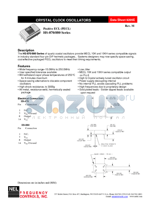 SM-87B datasheet - CRYSTAL CLOCK OSCILLATORS