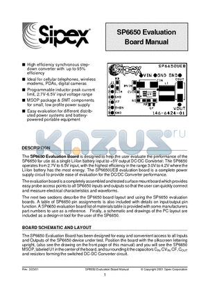 SP6650EB datasheet - Evaluation Board Manual