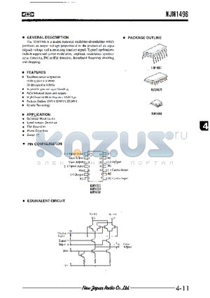 NJM1496M datasheet - DOUBLE BALANCED MODULATOR-DEMODULATOR