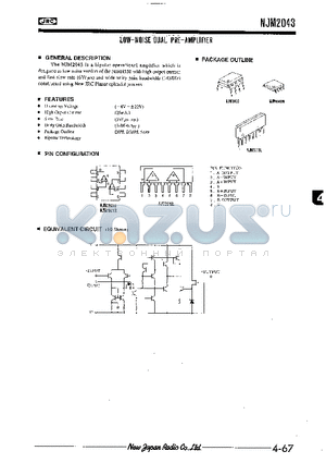 NJM2043D datasheet - LOW-NOISE DUAL PRE-AMPLIFIER