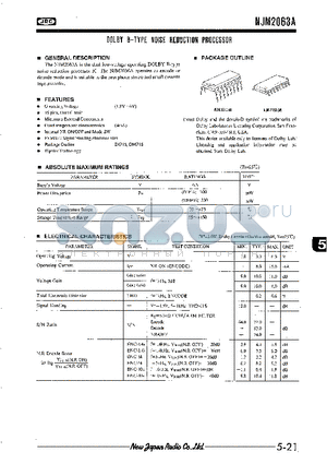 NJM2063AD datasheet - DOLBY B-TYPE NOISE REDUCTION PROCESSOR