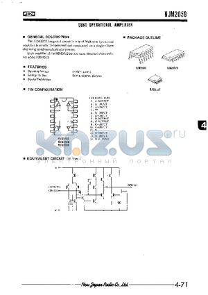 NJM2058V datasheet - QUAD OPERATIONAL AMPLIFIER