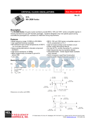 SM-A2821-FREQ datasheet - CRYSTAL CLOCK OSCILLATORS