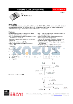 SM-A2827-FREQ datasheet - CRYSTAL CLOCK OSCILLATORS