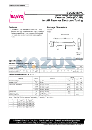 SVC321SPA datasheet - Varactor Diode (IOCAP) for AM Receiver Electronic Tuning