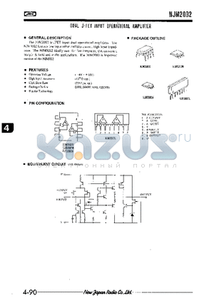 NJM2082 datasheet - DUAL J-FET INPUT OPERATIONAL AMPLIFIER