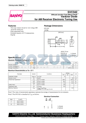 SVC342 datasheet - Varactor Diode for AM Receiver Electronic Tuning Use