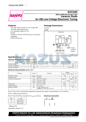 SVC345 datasheet - Varactor Diode for AM Low-Voltage Electronic Tuning