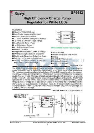 SP6682ER datasheet - High Efficiency Charge Pump Regulator for White LEDs