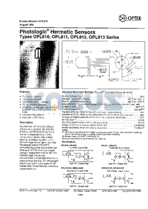 OPL813 datasheet - PHOTOLOGIC HERMETIC SENSORS