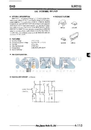 NJM2115M datasheet - DUAL OPERATIONAL AMPLIFIER