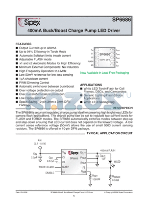 SP6686 datasheet - 400mA Buck/Boost Charge Pump LED Driver