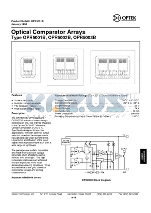 OPR5002B datasheet - Optical Comparator Arrays