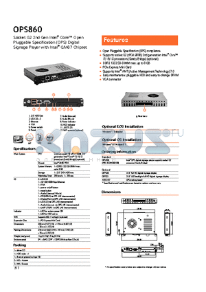 OPS860 datasheet - VGA connector