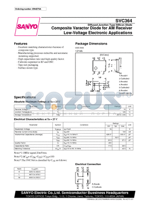 SVC364 datasheet - Composite Varactor Diode for AM Receiver Low-Voltage Electronic Applications