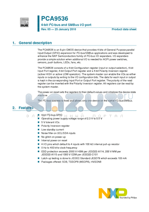 PCA9536DP datasheet - 4-bit I2C-bus and SMBus I/O port