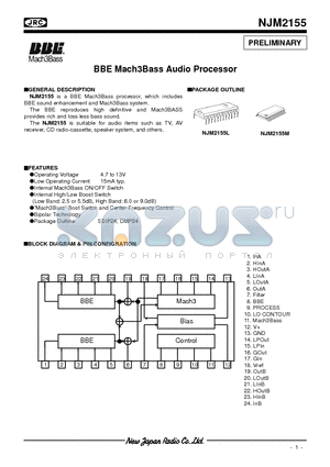 NJM2155L datasheet - BBE Mach3Bass Audio Processor