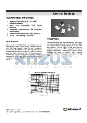 SM0504 datasheet - CERAMIC MELF PIN DIODES