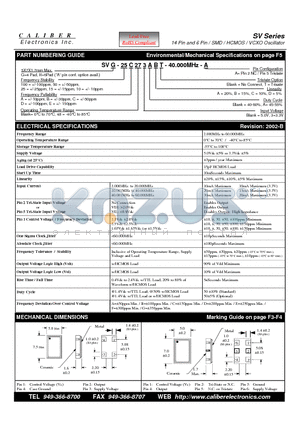 SVG-100C483ABT datasheet - 14 Pin and 6 Pin / SMD / HCMOS / VCXO Oscillator