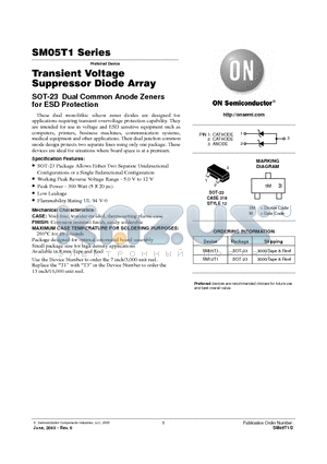 SM05T1 datasheet - Transient Voltage Suppressor Diode Array