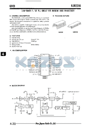 NJM2206 datasheet - LOW POWER IF/AF PLL CIRCUIT FOR NARROW BAND FM RECEIVER