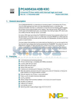 PCA9543AD datasheet - 2-channel I2C-bus switch with interrupt logic and reset